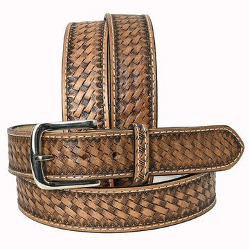 HILASON Western Genuine Leather Belt for Men Women Cowboy Cowgirl Handmade Unisex Full Grain Heavy Duty Tooled Belt for Jeans